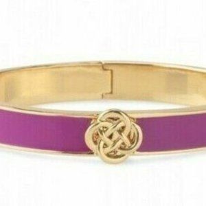 STELLA & DOT ENAMEL HINGED LINDSAY BANGLE BRACELET - FUSHIA